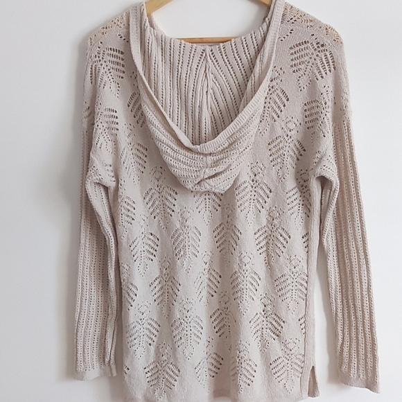 NWT J Jill Open Knit Light Hooded Sweater Beige Size S - Picture 2 of 6